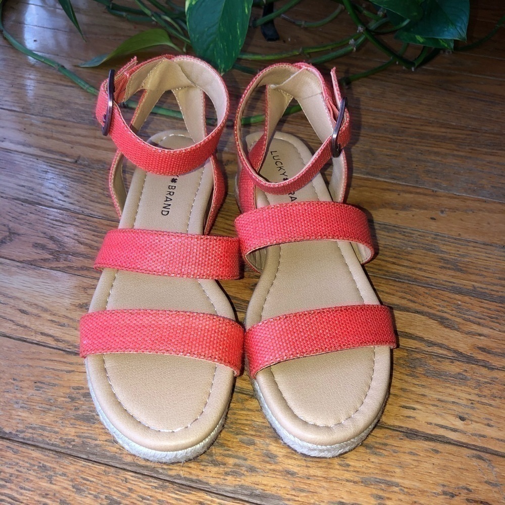 NWOB Lucky Brand Wensdei Cork Wedge Sandals